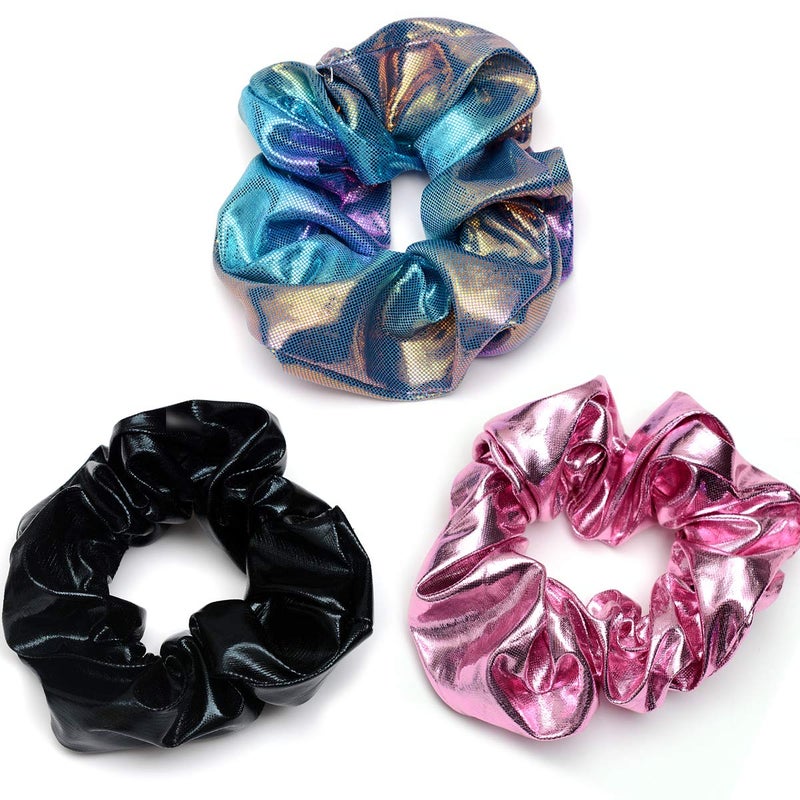 ACCGLORY Shiny Scrunchies Metallic Hair Bands Elastic Hair Ties Set Glitter Ponytail Holder Soft Scrunchy for Women(Hair Scrunchies Set 2) - Image 1